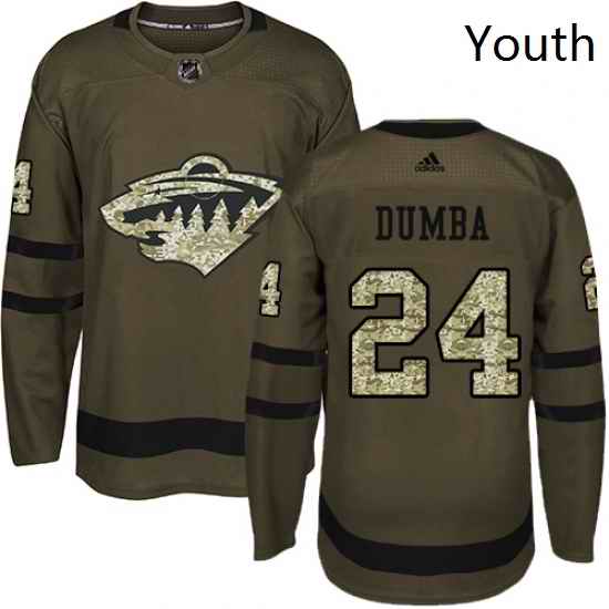 Youth Adidas Minnesota Wild 24 Matt Dumba Premier Green Salute to Service NHL Jersey